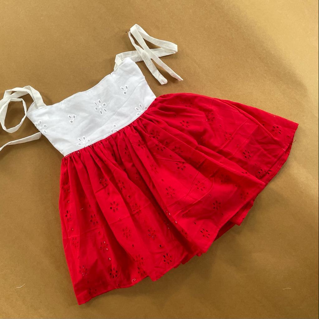 Kids Party Dress | Faye Red Embroidered Dress - faye