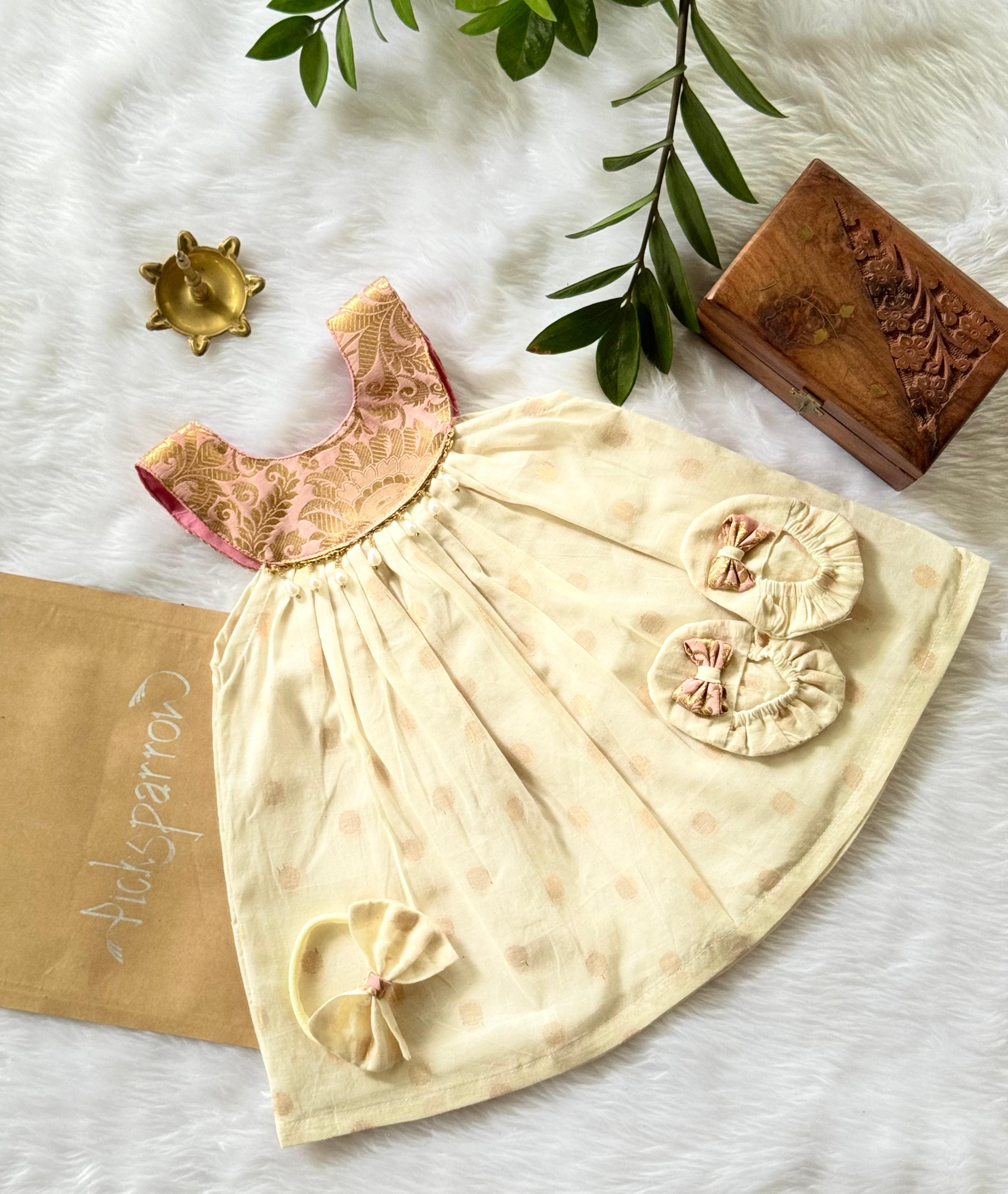 slim fit dress slacks Baby Girls Champagne/Gold Brocade and Tulle Dress – Little Posh Dress Shop main image 1