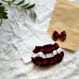 Picksparrow Baby Girl Jhabla With Bloomers and Headband  (0-3M,White,Shoulder Knot-Hakoba)